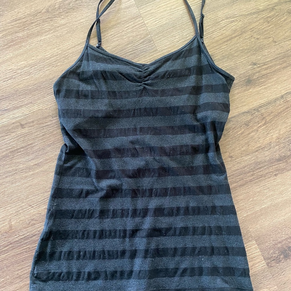 Express Striped Two Tone Black Spaghetti Strap v-Neck Tank Top